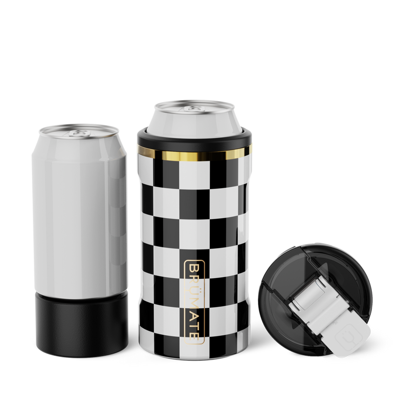 Hopsulator Trio V2 | Black & White Checker | 12/16oz Standard Cans - Home Tailgate