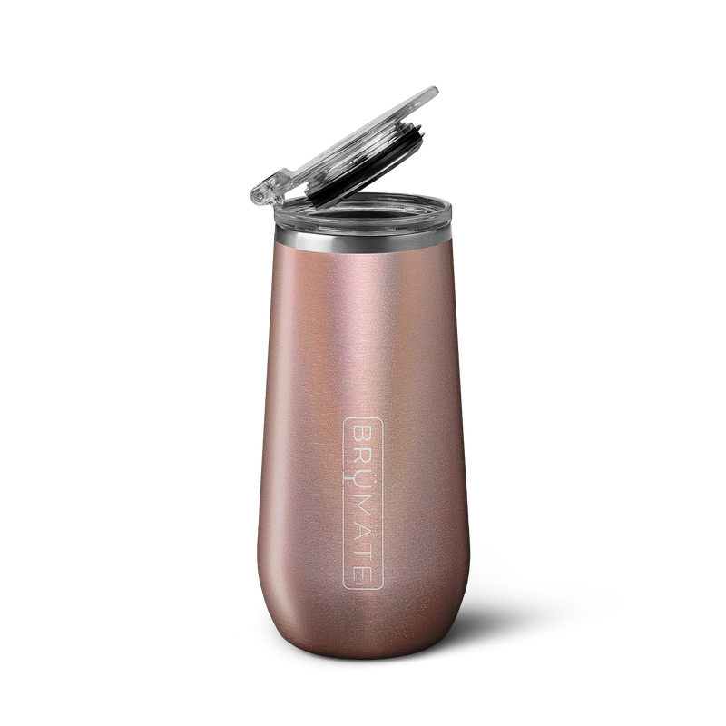 Champagne Flute | Glitter Rose Gold | 12oz - Leisure Cold-Sip